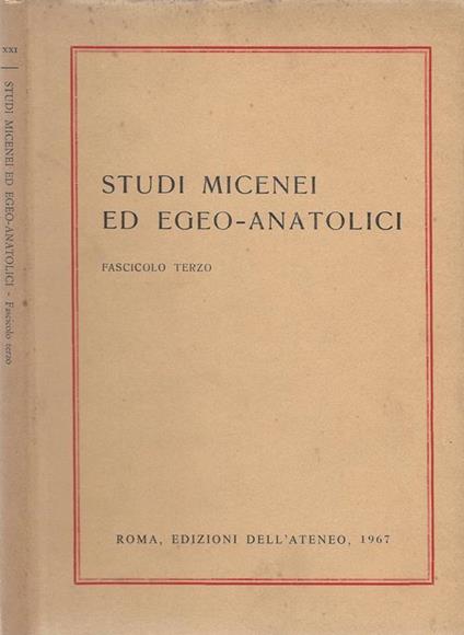 Studi Micenei ed Egeo. Anatolici - copertina