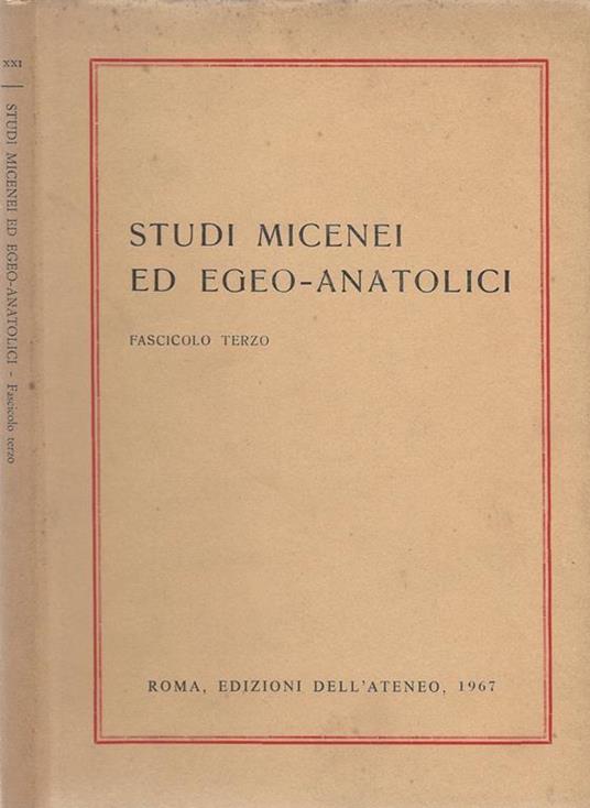 Studi Micenei ed Egeo. Anatolici - copertina