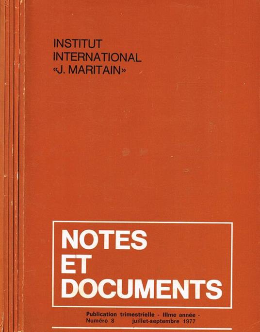 Notes Et Documents Anno III. Publication Trimestrielle - copertina