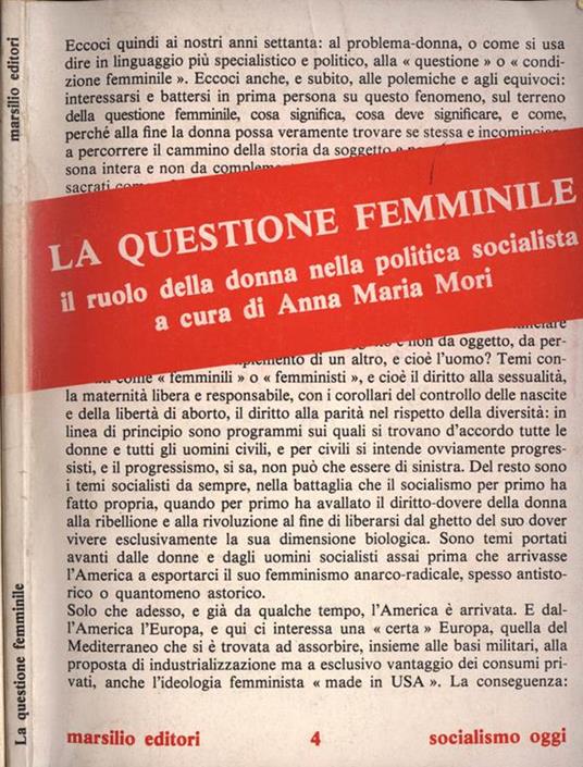 La questione femminile. Il ruolo della donna nella politica socialista - copertina