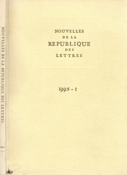 Nouvelles de la Republique des Lettres Vol. I - copertina