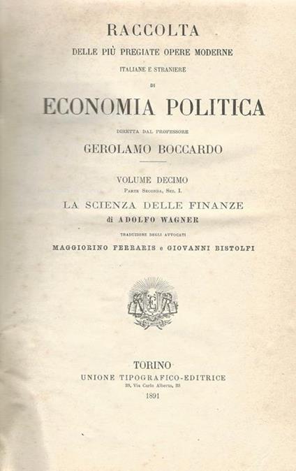 Raccolta delle più pregiate opere moderne italiane e straniere di economia politica - copertina