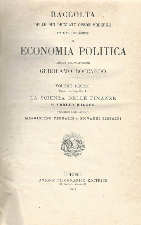 Raccolta delle più pregiate opere moderne italiane e straniere di economia politica - copertina