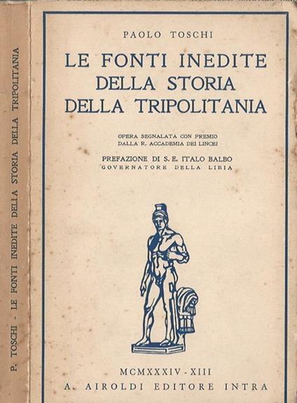 Le fonti inedite della storia della Tripolitania - P. Toschi - copertina
