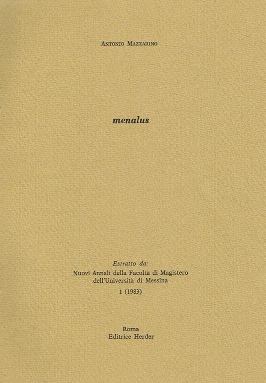 Menalus - Antonio Mazzarino - copertina