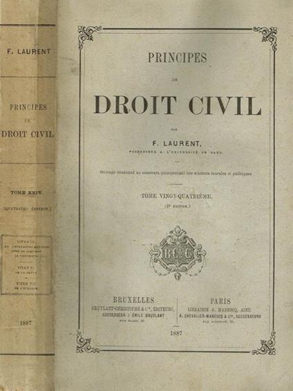 Principes De Droit Civil, Tome XXIV - copertina