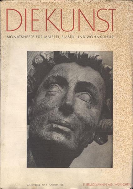 Die Kunst. Anno 37 n. 1. Monatshefte fur malerei plastik und wohnkultur - copertina