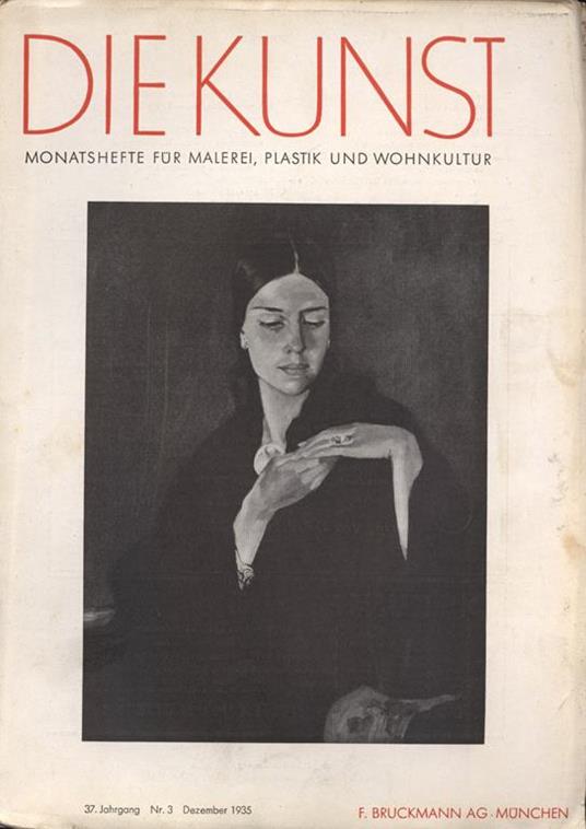 Die Kunst. Anno 37 n. 3. Monatshefte fur malerei plastik und wohnkultur - copertina