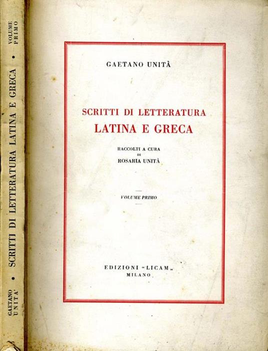 Scritti di Letteratura Latina e Greca - copertina