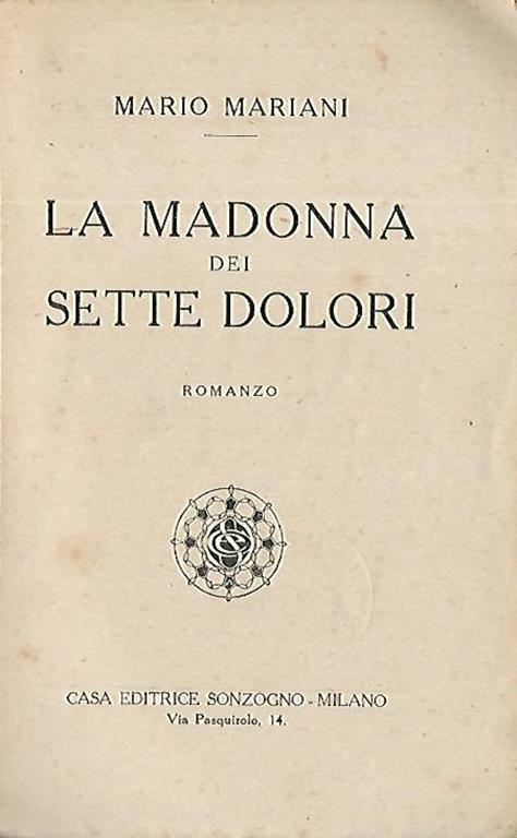 La madonna dei sette dolori - Mario Mariani - copertina