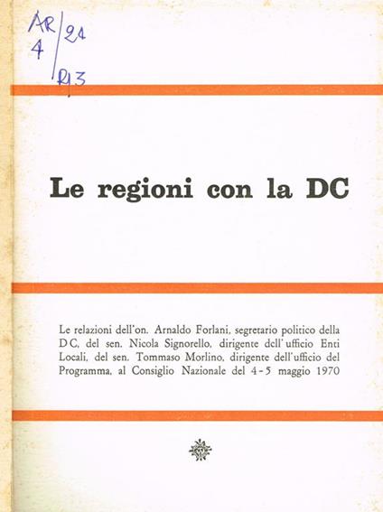 Le regioni con la dc - copertina