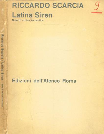 Latina Siren. Note Di Critica Semantica - Riccardo Scarcia - copertina