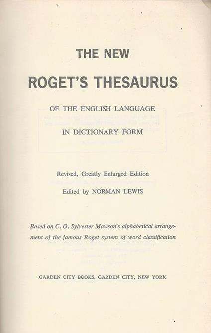 The new Roget's thesaurus. of the english language in dictionary form - copertina
