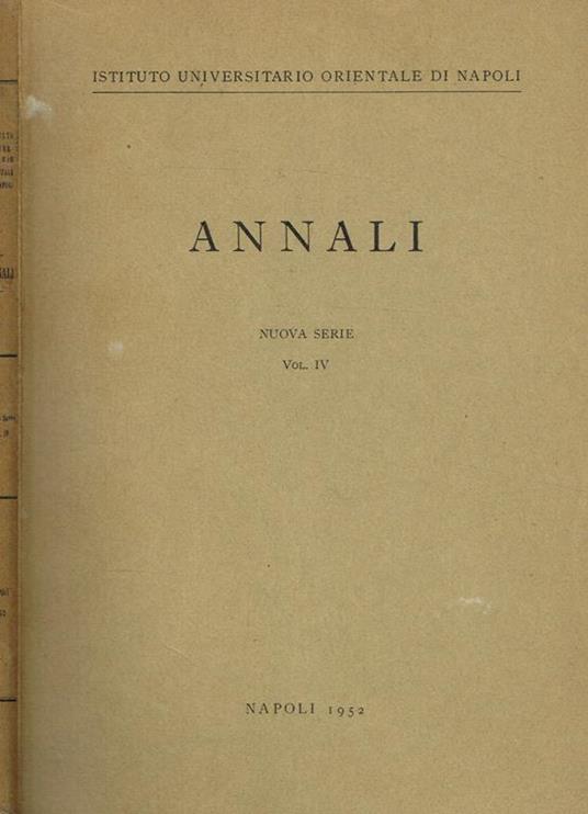Annali Nuova Serie Vol.Iv - copertina