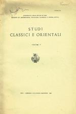 Studi Classici E Orientali Volume V. Estratto