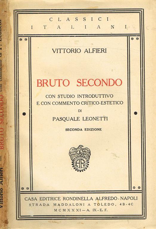 Bruto Secondo - Vittorio Alfieri - copertina