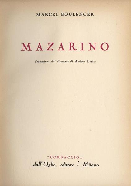 Mazarino - Marcel Boulenger - copertina