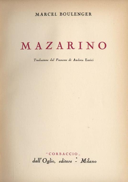 Mazarino - Marcel Boulenger - copertina