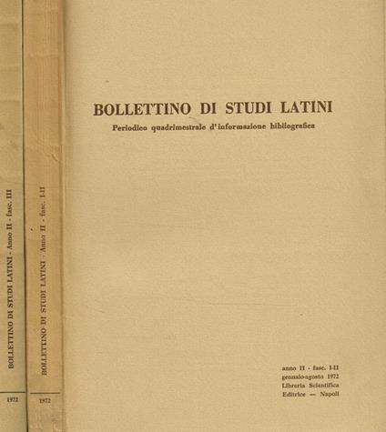 Bollettino Di Studi Latini Anno Ii. Periodico Quadrimestrale D'Informazione Bibliografica - copertina