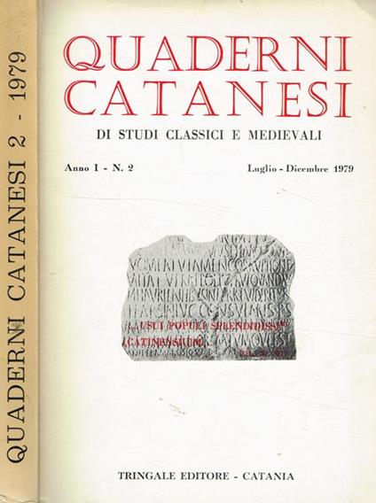 Quaderni Catanesi Di Studi Classici E Medievali Anno I N.2 - copertina