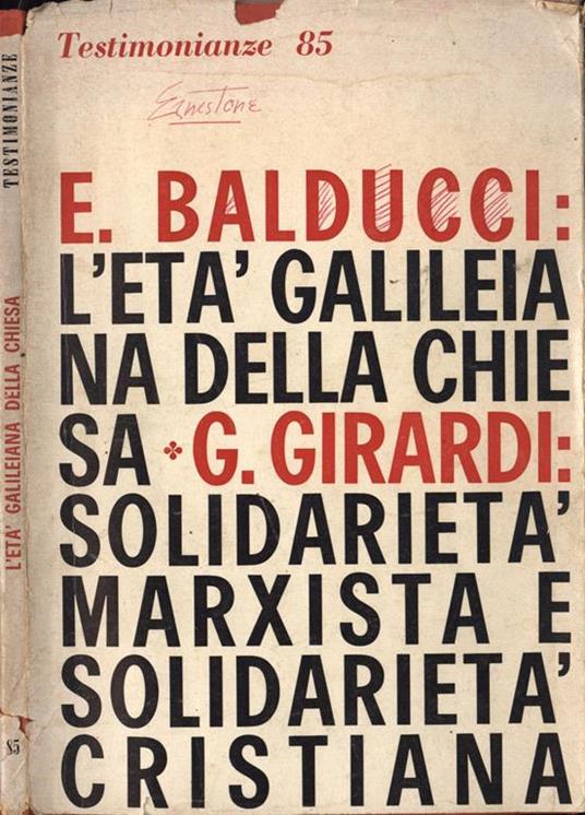 Testimonianze Anno IX n. 85. Quaderni mensili di spiritualità - copertina