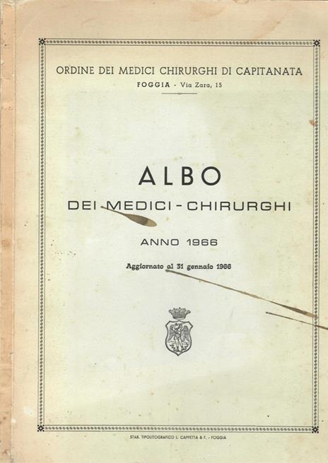 Albo Dei Medici-Chirurghi. Anno 1966 - copertina