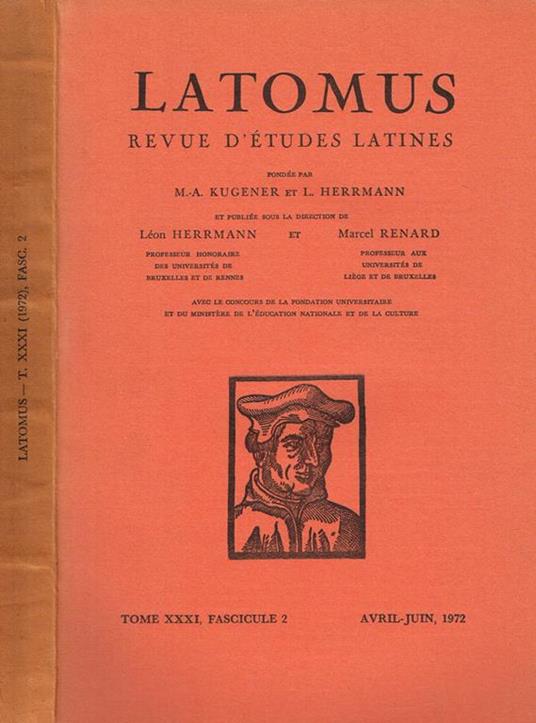Latomus. Revue D'Etudes Latines Tome Xxxi Fasc.2 - copertina