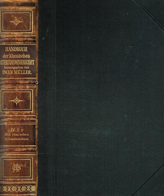 Die Romischen Privataltertumer Vol. Iv 2.2 - Hugo Blumner - copertina