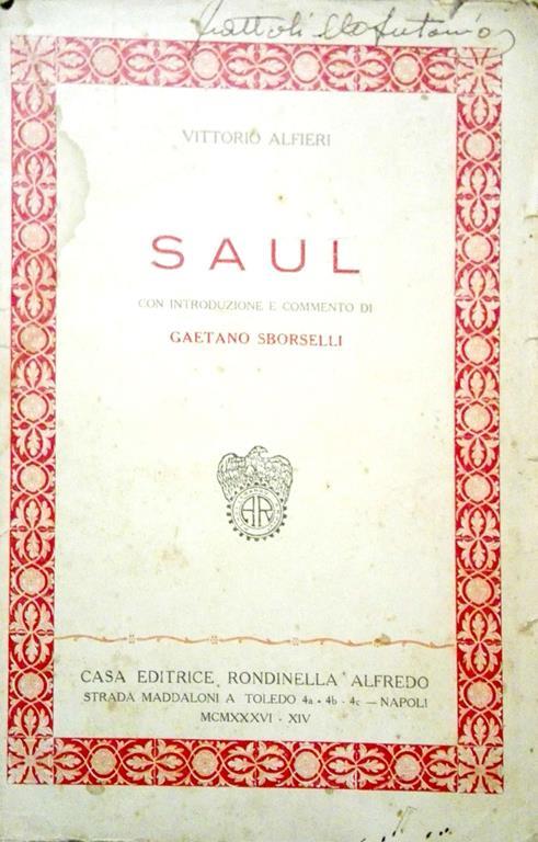 Saul - Vittorio Alfieri - copertina