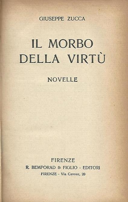Il morbo della virtù - Giuseppe Zucca - copertina