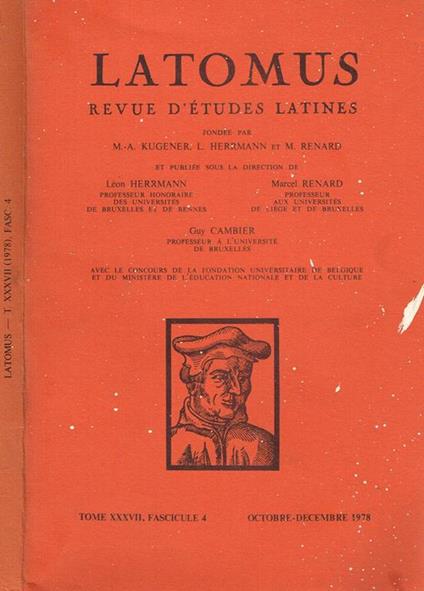 Latomus Tome Xxxvii Fasc.4. Revue D'Etudes Latines - copertina