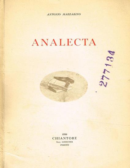 Analecta - Antonio Mazzarino - copertina