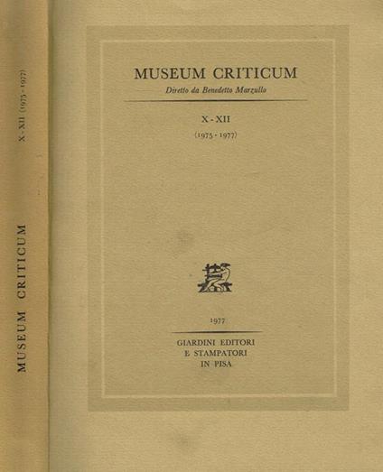 Museum Criticum Vol.X-Xii - copertina