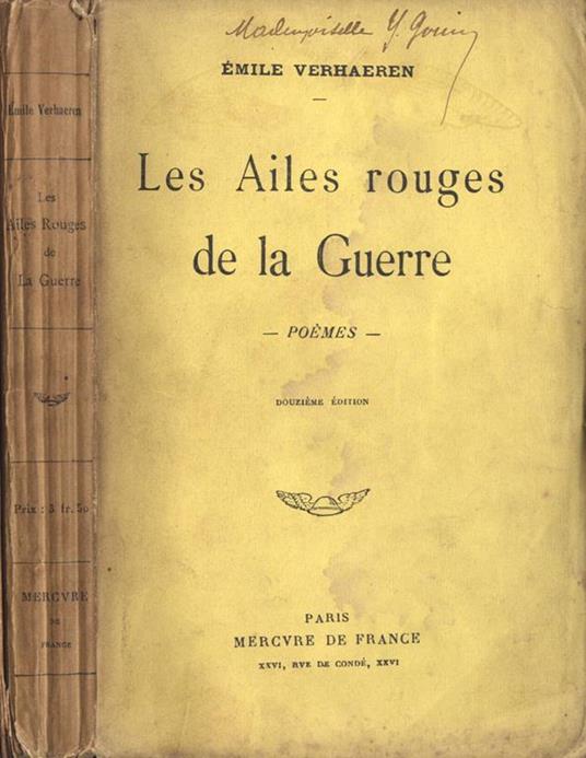 Les ailes rouges de la guerre. Poèmes - Emile Verhaeren - copertina