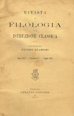 Rivista Di Filologia E Di Istruzione Classica Anno Xlv Fasc.Iii