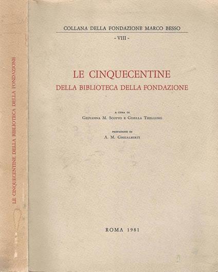 Le Cinquecentine della Biblioteca della Fondazione - copertina