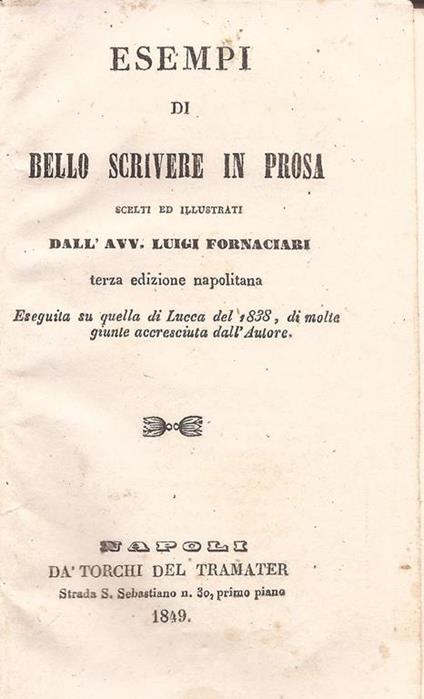 Esempi di bello scrivere in prosa - Luigi Fornaciari - copertina
