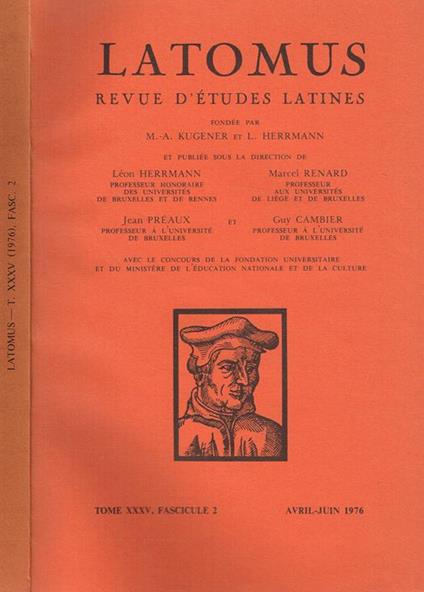 Latomus. Revue D'Etudes Latines Tome Xxxv Fasc.2 - copertina