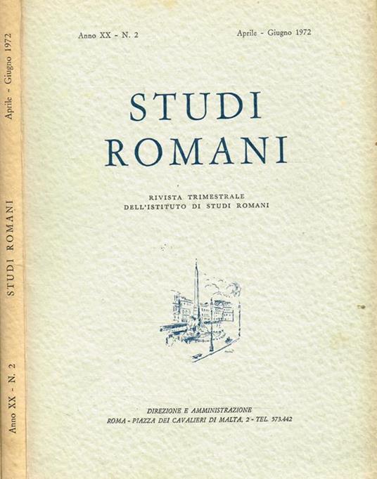 Studi Romani Anno Xx N.2. Rivista Trimestrale Dell'Istituto Di Studi Romani - copertina