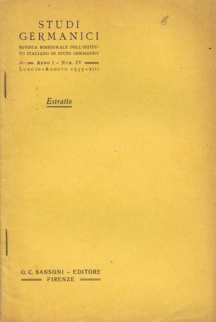 Studi Germanici N. IV - copertina