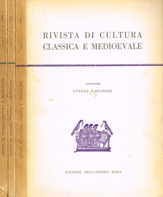 Rivista Di Cultura Classica E Medioevale Anno V - copertina