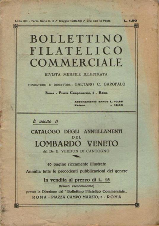 Bollettino Filatelico Commerciale. Rivista mensile illustrata - copertina