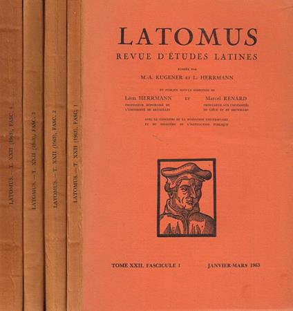 Latomus Tome Xxii. Revue D'Etudes Latines - copertina