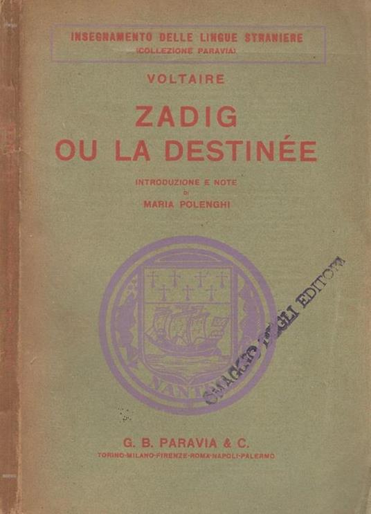Zadig ou la Destinee - Voltaire - copertina