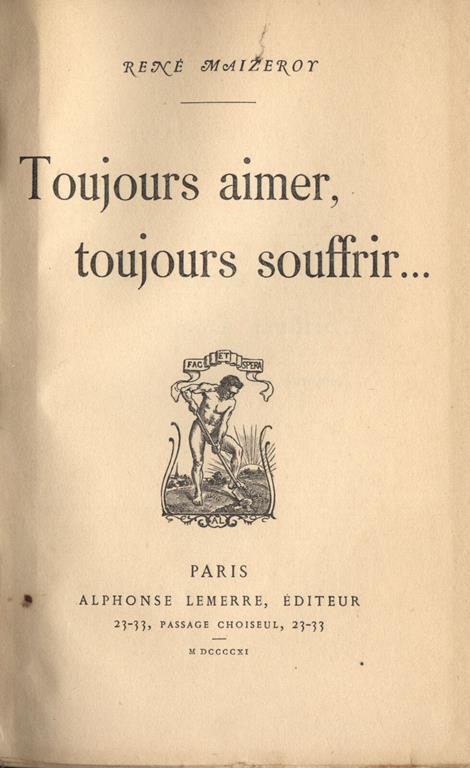 Toujours aimer toujours souffrir - René Maizeroy - copertina