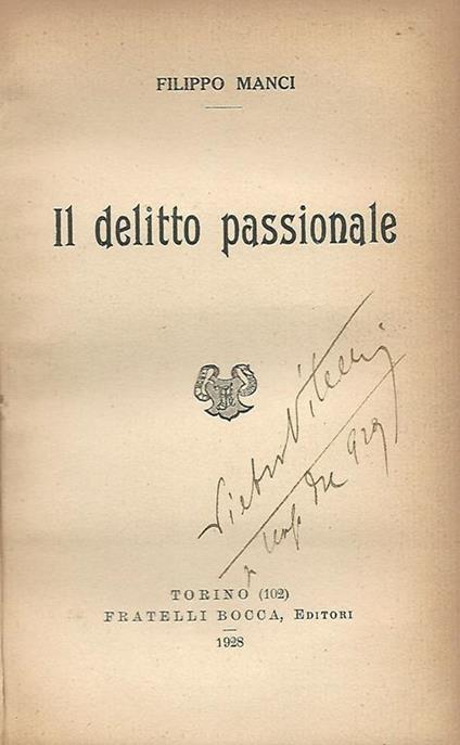 Il delitto passionale - Filippo Manci - copertina