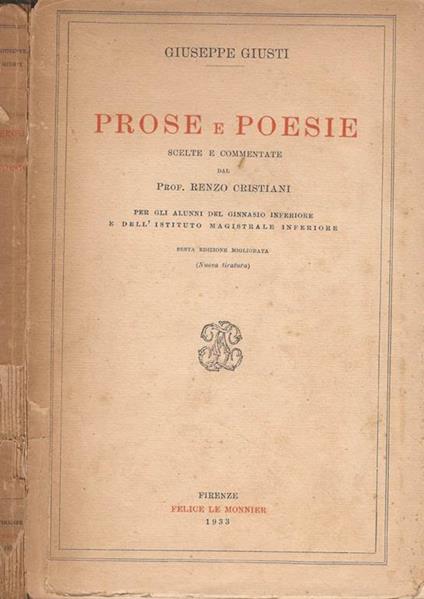 Prose e poesie - Giuseppe Giusti - copertina
