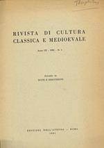 Rivista Di Cultura Classica E Medioevale Anno Iii 1961 N.1. Estratto Da Note E Discussioni
