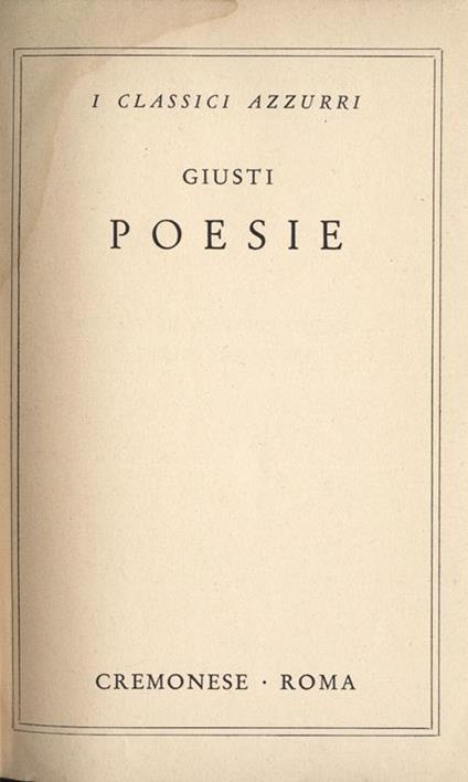 Poesie - Giuseppe Giusti - copertina