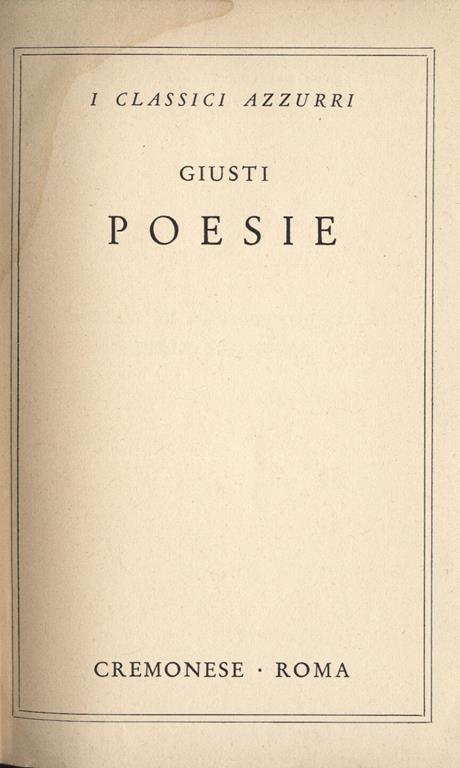 Poesie - Giuseppe Giusti - copertina